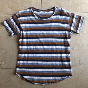 Madewell Brown Blue and White Striped Tee Size M